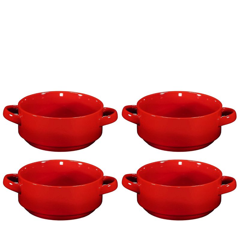 Bruntmor 19 Oz Ceramic Soup Bowl With Handles, Set of 4 Red, 2 of 5