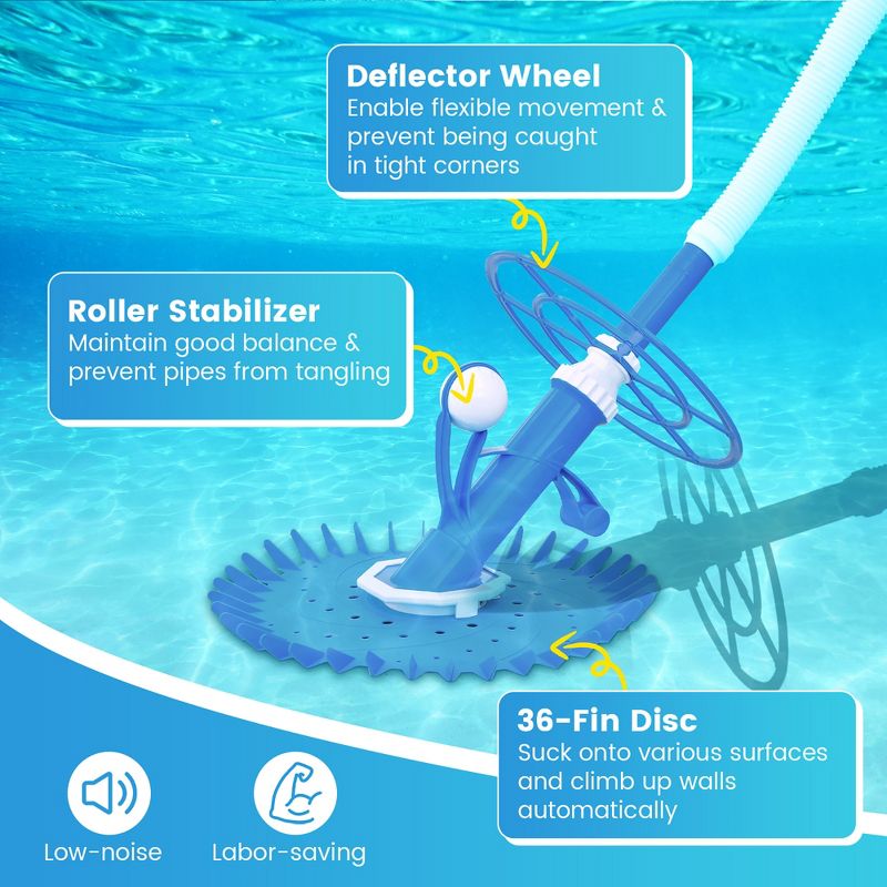 Costway Upgraded Automatic Pool Cleaner Swimming Pool Vacuum Sweeper with10 Extension Hose, 4 of 10