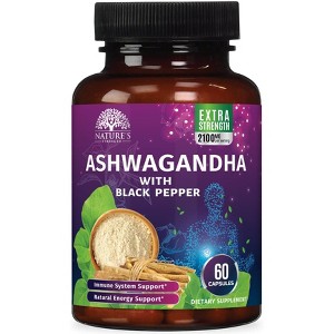 Organic Ashwagandha 1950mg w/ Black Pepper for High Absorption & Stress Support - 60 Capsules;120 Capsules - 1 of 4
