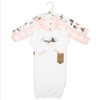 Touched by Nature Baby Girls Organic Cotton Gowns, Pink Camping Animals - 2 of 4