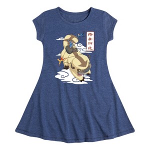 Girls' - Avatar: The Last Airbender - Appa Flying Fit & Flair Cap Sleeve Dress - 1 of 4