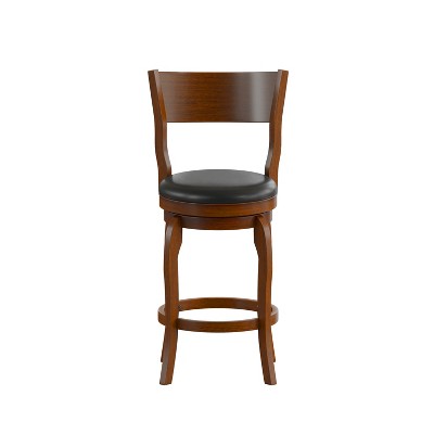 Antique Oak and Black Swivel Counter Height Stool with Leather Seat