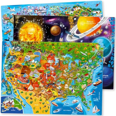 QUOKKA Maps Jigaw Puzzles for Kids 3 4 5 Years Old - Wooden | Magnetic