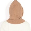 Anna-Kaci Women's Faux Fur Lined Knit Hooded Scarf with Adjustable Drawstring and Full Coverage for Winter Warmth - Khaki - 2 of 4