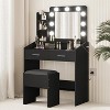 Makeup Vanity Table and Chair Set with Mirror and LED Lights, Vanity Desk with 2 Storage Drawers & 3 Light Mode, Brightness Adjusted, for Bedroom - 4 of 4