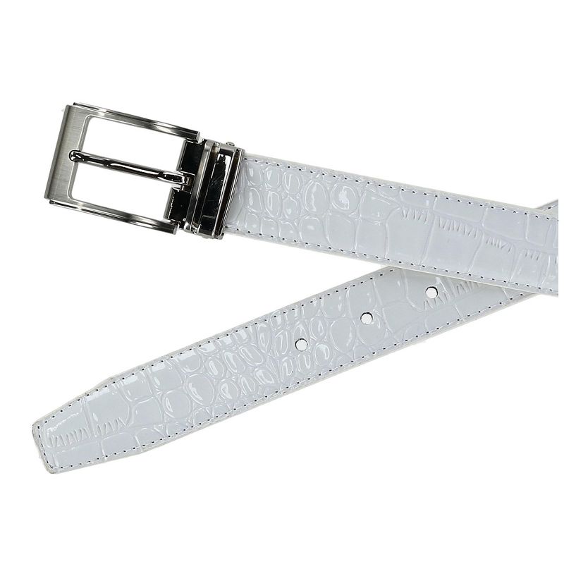 CTM Big & Tall Leather Croc Print Dress Belt with Clamp On Buckle, 2 of 3