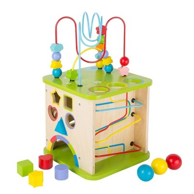 wooden activity cube target