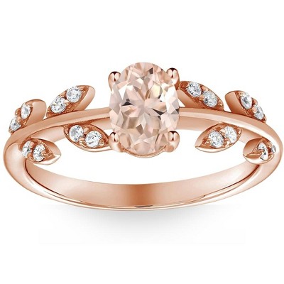 Pompeii3 1 Ct Oval Morganite & Diamond Vine Engagement Anniversary Ring in 14k Rose Gold