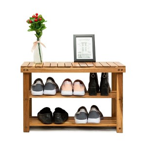 Shoe Bench, 3-Tier Shoe Rack Bench, Seat Holds Up to 200 lb Strong Weight Bearing Sturdy Shoe Organizer Storage Bench for Entryway Bedroom Living Room - 1 of 4