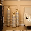 KWPZQEB Floor Metal Decorated Vases Set of 3, Gorgeous Home Decoration, Big Standing Vase with Modern Geometry Texture for Home - 3 of 4