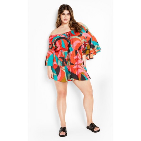 Women's Plus Size Harlow Playsuit - red | CITY CHIC - image 1 of 4