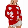 Women's Sequin Baseball Patches French Terry Pullover Top - BiBi - 3 of 3