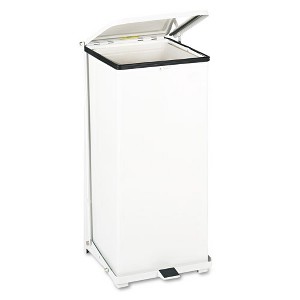 Rubbermaid Commercial Defenders Heavy-Duty Steel Step Can, 13 gal, Steel, White - 1 of 4