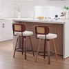 GDFStudio Sean 25.59" Faux Leather Upholstered Rattan Back Swivel Bar Stool with Footrest - 2 of 4