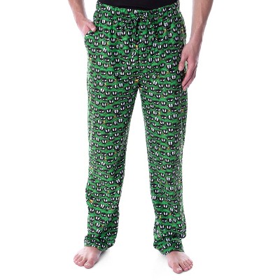 Looney Tunes Men's Marvin The Martian Allover Character Head Pajama Pants Green