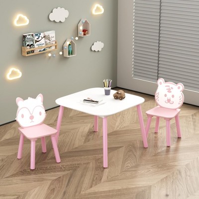 NicBex 3/5-Piece Small Dining Toddler Table Set & Chairs for Study,Bedroom,Wooden Kids Dinette Set with Cute Shape
