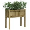 vidaXL Outdoor Patio Garden Planter with Legs - Raised Flower Box - Impregnated Pine Wood - 27.6"x12.2"x27.6" - Brown Natural Finish - 4 of 4