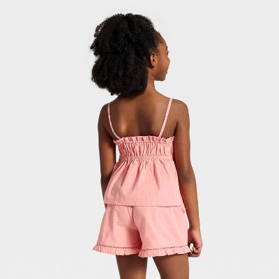 Детские Cat & Jack Girls' Swiss Dot Babydoll Floral Printed Tank Top - Cat & Jack™ Cream M — фото 2