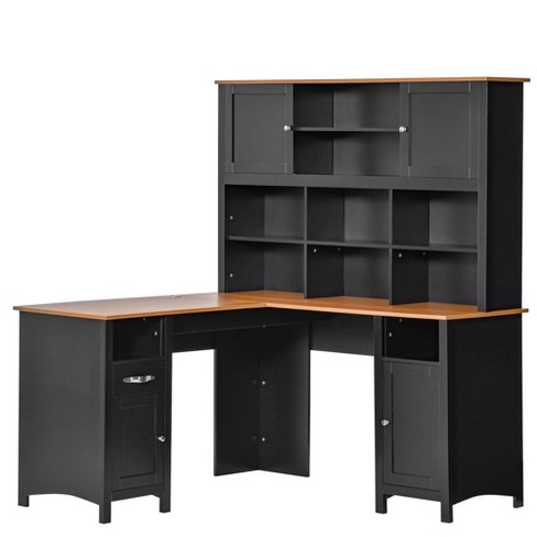 69 Inch L Shaped Desk with Storage Shelf