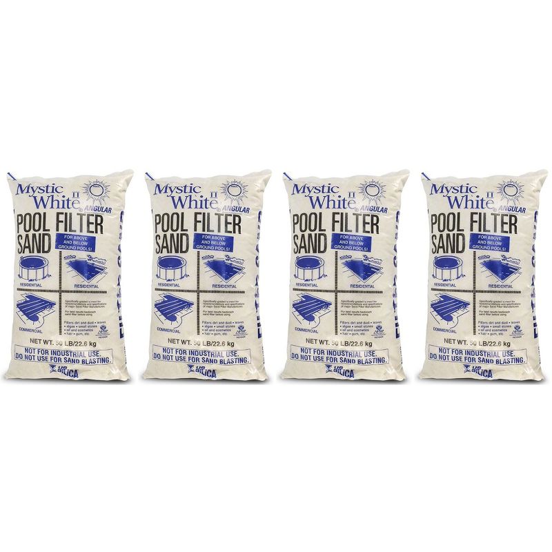 U.S. Silica 50 Pound Mystic White II Non-Corroding Non-Staining Premium Swimming Pool Filter Sand Refill for Even Flow Rate, White (4 Pack), 1 of 7
