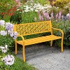 VINGLI 50" Outdoor Bench Metal with Floral Back, Garden Bench Front Porch Benches for Yard Patio Entryway Park, 800lb Capacity - 4 of 4