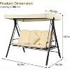 Outdoor 3-Seater Porch Swing with Adjustable Canopy, Cushions & Pillow, Waterproof Hanging Patio Bench for Backyard, Beige - 4 of 4