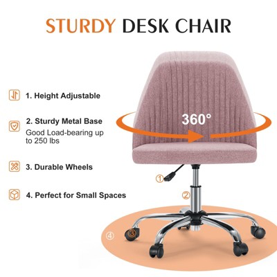 CENGHU Criss Cross Chair with Wheels, Armless Home Office Desk Chair, Vanity Chair for Small Spaces Height Adjustable