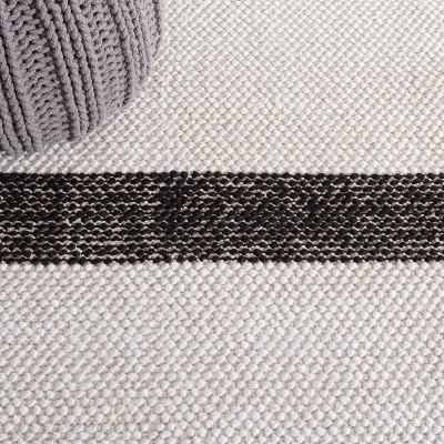 Handmade Black Wool Flat Woven 8' x 10' Area Rug