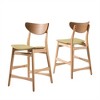 SKRAN Set of 2 Counter Height Chairs, Bar Stools with Cushioned Seats and Wood Frame for Home Bar Green Tea / Oak Finish - 4 of 4