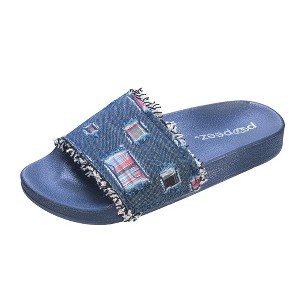 Roxoni Girl's Sandals Open Toe Slide Denim Slipper - 1 of 4