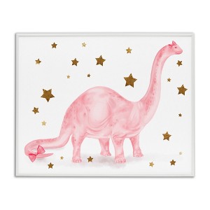 Stupell Industries Pink Dinosaur with Gold Stars Framed Giclee Art, White, 20" x 16" - 1 of 4