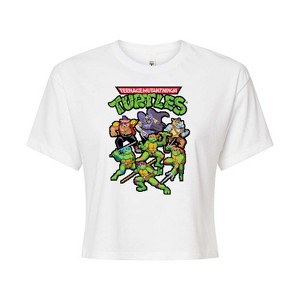 Women's - Teenage Mutant Ninja Turtles - Pixel Gaming Group Cropped Graphic T-Shirt - 1 of 4