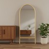 HomeRoots 71" Natural Solid Wood Arch Freestanding Framed Full Length Mirror - 2 of 4