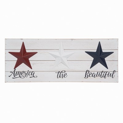 Transpac Wood 23.62 in. Multicolor Patriotic Americana Barn Star Wall Decor