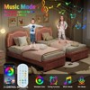Bear-Shaped Twin Bed Frame for Kids, Velvet Upholstered Platform Bed with LED Light & Adjustable Height Headboard, No Box Spring Needed & Noise Free - 2 of 4