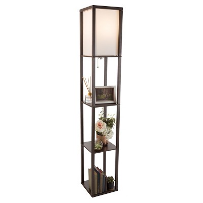 Hastings Home Etagere-Style Floor Lamp – 10.25" x 62.75", Brown