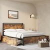 Whizmax Bed Frame with Storage, Vintage Wood Metal  Size Bed Frame with 4 Drawers and Headboard, No Box Spring Needed, Easy Assembly,Brown - 2 of 4