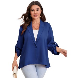 Womens Plus Size Blazers Long Sleeve Classic Draped Open Front Lightweight Cardigans - 1 of 4