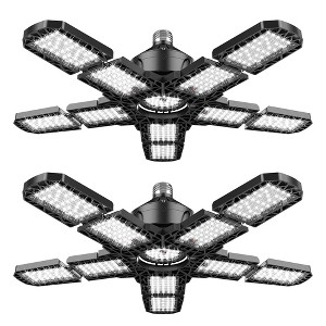 DORESshop  12 in. 180W Deformable LED Garage Light with 5 Adjustable Panels, 6500K Ultra Bright Shop Light for Workshop (2-Pack) - 1 of 4