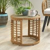 Boho Rattan Side Table with Tempered Glass Top,Round Accent Table for Living Room,Entryway or Sofa-Maison Boucle - 3 of 4