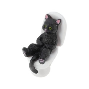 Unique Bargains Decorative Magnets Magnetic Fridge Sticker Irregular Shape Cat in Lying Toilet Pose Synthetic Resin 1Pc - 1 of 3