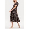 August Sky Women's Smocked Floral Print Puff Sleeves Midi Dress - image 3 of 4