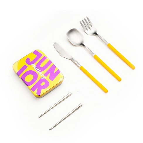 Outlery Fun Utensils & Hygienic Steel Kids Lunch Set With Pocket