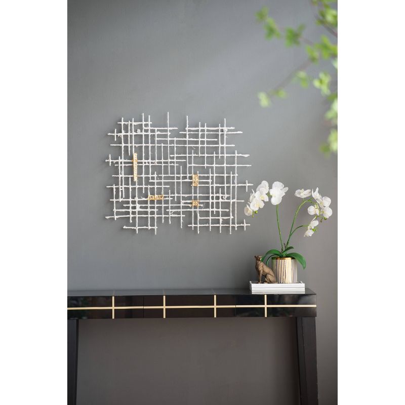 32&#34;x26&#34; Grid Patterned Geometric Wall Decor White/Gold - A&#38;B Home, 6 of 8