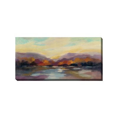 Cottage Garden West of The Wind Autumn Glow Colorful 48 x 24 Inch Waterproof Gallery Wrapped Canvas, Outdoor Garden, Yard, Patio All Weather Hanging