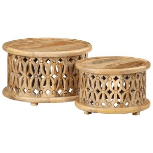 vidaXL 2 Piece Coffee Table Set Solid Wood Mango - 1 of 4
