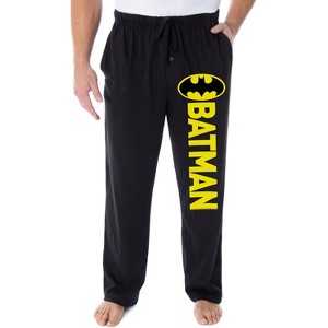 DC Comics Men's Batman Pajama Pants Classic Bat Logo Loungewear Sleep Pants Black - 1 of 3