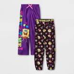 Girls' SpongeBob SquarePants 2pk Pajama Pants - Black/Purple