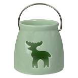 Northlight 3" Light Green Christmas Votive Candle Holder with Reindeer Cut Out