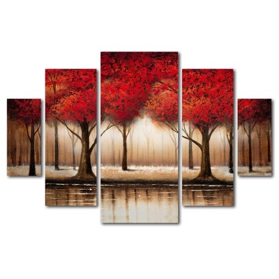 Rio 'Parade of Red Trees' Multi Panel Art Set